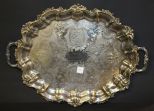 Footed Two Handle Silverplate Tea Service Tray
