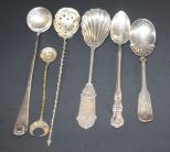 Total of Five Various Silverplate Spoons and One .925 Reticulated Spoon
