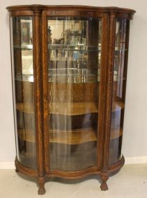 Oak Claw foot Curved Glass China Cabinet
