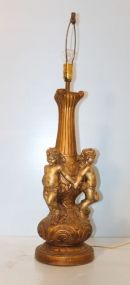 Gold Plaster Cupid Lamp