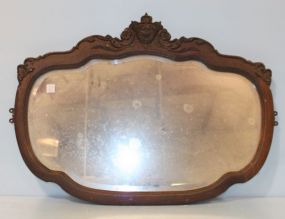 Oak Beveled Mirror in Carved Frame