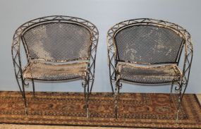 Pair of Curved Back Wrought Iron Chairs