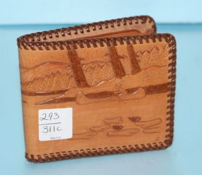 Hand Tooled Leather Wallet with Indian Design