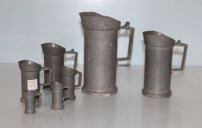 Group of Seven Deciliter Pewter Steins