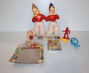 Dolls, Three Small Bags of Marbles, Monsters Round Playing Cards