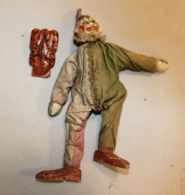 Vintage Wood Painted Clown, Halloween Finger Snapper (Noise Maker)