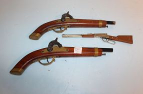 Cowboy Toy Lever Action Rifle, Two Flint Lock Guns
