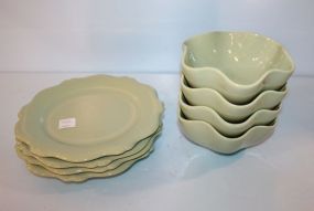 Set of Four Hospitality GP Collection Plates, and Four Matching Bowls