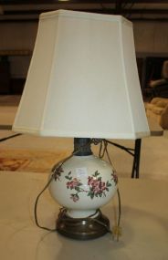 Porcelain Lamp with Painted Flowers