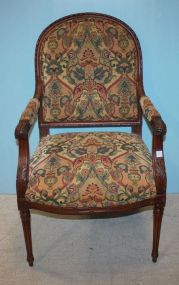 Carved French Style Walnut Arm Chair