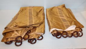 Pair of Stripe Gold Silk Curtain Panels with Rings