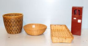 Three Contemporary Baskets and Candles