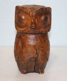 Wood Bookends and Carved Wood Owl