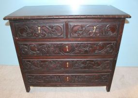 Carved Front Five Drawer Chest