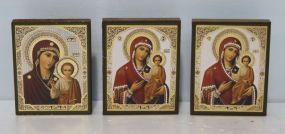 Three Elaborate Contemporary Russian Icons of Mother/ Child