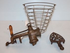 Metal Egg Basket, Iron Trivet, Sausage Grinder