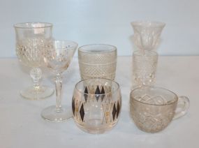 Seven Assorted Clear Stems, Glasses, and Cup