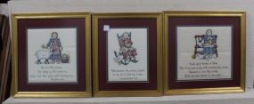 Three Framed Cross Stitch Pictures