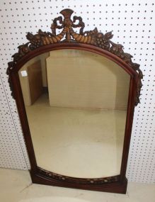 Walnut Mirror with Fruit Carved Crest