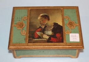 Florentine Music Box with Picture of Lady Reading