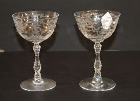 Two Champagne Etches Glasses