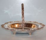 Silverplate Large Oval Basket with Grapes Design