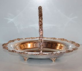 Silverplate Large Oval Basket with Grapes Design