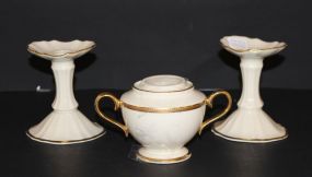 Lennox Candlesticks and Sugar Bowl