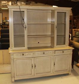 Two Piece Shabby Chic China Cabinet