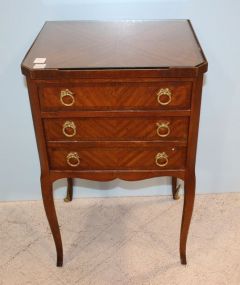 Two Drawer French Side Table With Brass Mounts on Feet