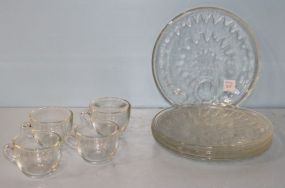 Set of Four Punch Cups and Plates