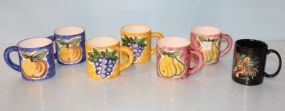 Seven Painted Mugs