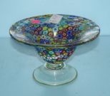 Multicolored Flower Art Glass Bowl