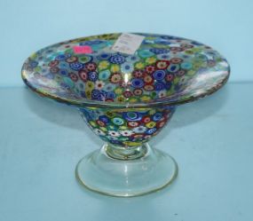 Multicolored Flower Art Glass Bowl