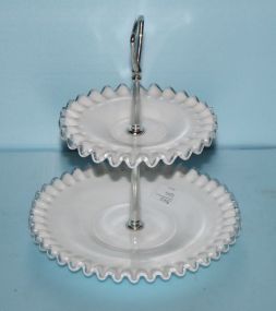 Milk Glass Two Tier Stand