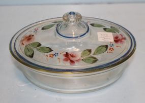 Clear Covered Casserole Dish with Hand Painted Lid