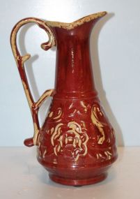 Bombay Red and Tan Pottery Pitcher