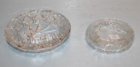 Two Etched Lead Crystal Ashtrays