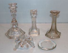 Three Clear Candleholders
