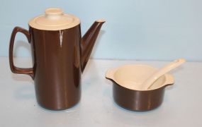 Brown and Tan Tea Pot and Bowl