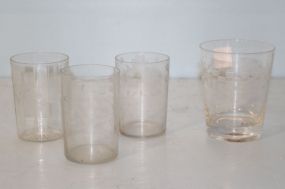 Four Miscellaneous Etched Glass