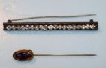 Stick Pin with Amethyst, Stick Pin with Rhinestone