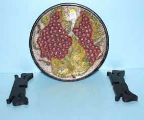 Ceramic Plate with Grapes and Vines