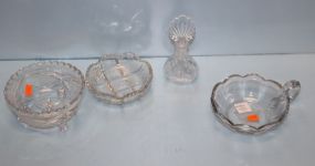 Cut Glass Dish, Footed Dish, Perfume Bottle, Nappi