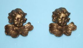 Pair of Small Painted Composite Cupids