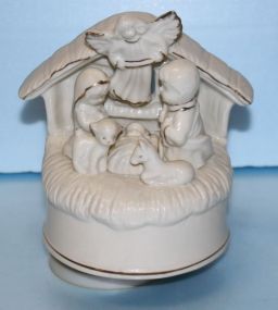 Porcelain Nativity Scene Music Box
