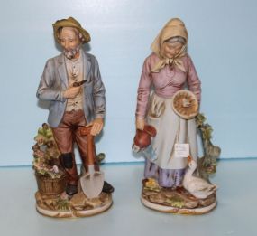 Pair of Bisque Painted Peasants