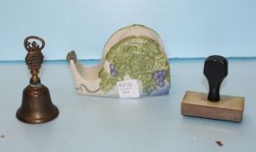 Small Brass Bell, Stamp, Tape Holder