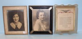 Plastic Framing of Mason's Prayer, Two Vintage Photos