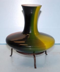 Multicolor Glass Vase on Stand